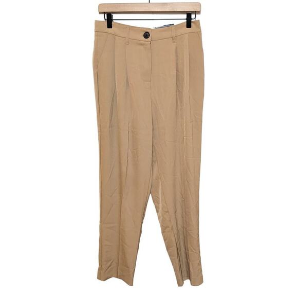 J&L Atelier Womens High Waist Tapered Leg Pants Size S Tan Trousers Pockets NWT - Picture 1 of 6